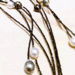 tahitian and white south sea pearl with black spinel necklace