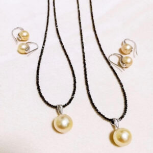 two-sets-black-spinel-necklace-with-golden-pearl-white-gold-earring-and-pendant-set